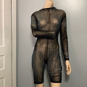 ⭐️Sheer Sequin Longsleeves Jumpsuit  Dress Short ⭐️